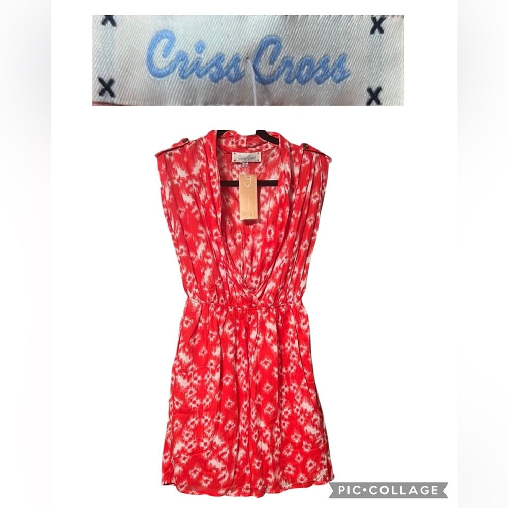 Vibrant Red and White Patterned Dress - Picture 1 of 8